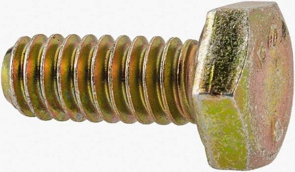 Made in North America - 1/4-20 UNC, 5/8" Length Under Head Hex Head Cap Screw - Grade 8 Alloy Steel, Zinc-Plated Finish, 7/16" Hex - Apex Tool & Supply