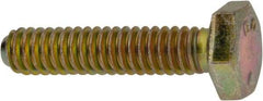 Made in North America - 1/4-20 UNC, 1-1/8" Length Under Head Hex Head Cap Screw - Grade 8 Alloy Steel, Zinc-Plated Finish, 7/16" Hex - Apex Tool & Supply