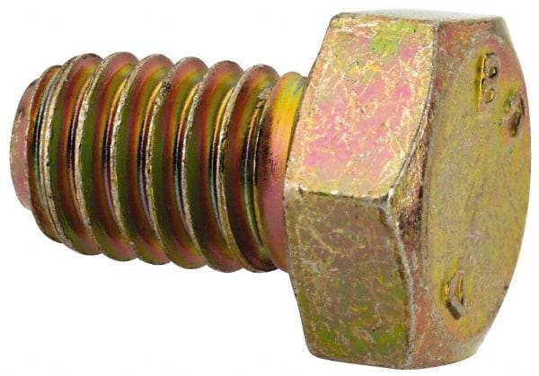 Made in North America - 5/16-18 UNC, 1/2" Length Under Head Hex Head Cap Screw - Grade 8 Alloy Steel, Zinc-Plated Finish, 1/2" Hex - Apex Tool & Supply
