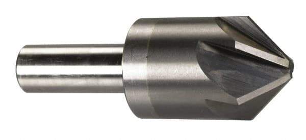M.A. Ford - 1" Head Diam, 1/2" Shank Diam, 6 Flute 100° Solid Carbide Countersink - Bright Finish, 2-3/4" OAL, 1/4" Nose Diam, Single End, Straight Shank, Right Hand Cut - Apex Tool & Supply