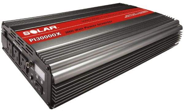 Solar - 3 Connection, 12 VDC Input, 120 VAC Output, 6,000 Peak Wattage, Power Inverter - 3,000 Watt Continuous Output Power - Apex Tool & Supply