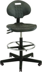 Bevco - 22 to 32" High Adjustable Height Swivel Stool - 27" Wide x 27" Deep, Polyurethane Seat, Black - Apex Tool & Supply