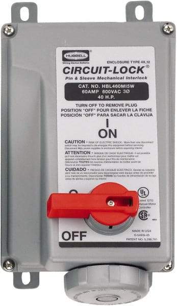 Hubbell Wiring Device-Kellems - 3 Phase, 600 VAC, 30 Amp, 20 hp, 4 Pin Configuration, Interlock Receptacle - 3 Poles, IEC 60309, Black - Apex Tool & Supply