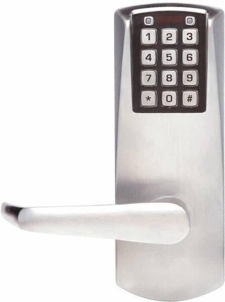 Kaba Access - Combination Entry Lever Lockset for 1-3/8 to 2-1/4" Thick Doors - 2-3/4" Back Set, Nonkey Override Cylinder, Satin Chrome Finish - Apex Tool & Supply