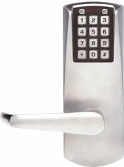 Kaba Access - Combination Entry Lever Lockset for 1-3/8 to 2-1/4" Thick Doors - 2-3/4" Back Set, Nonkey Override Cylinder, Satin Chrome Finish - Apex Tool & Supply