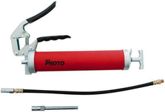 Proto - 3,600 Max psi, Flexible Pistol Grease Gun - 14 oz (Cartridge) & 16 oz (Bulk) Capacity, 1/8 Thread Outlet, 3-Way, Bulk, Cartridge & Filler Pump - Apex Tool & Supply