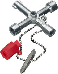 Knipex - 1 Piece Cabinet Key - 3 to 5mm Two-Way Key Bit Capacity, 5, 6, 8mm Square Capacity, 9mm Triangular Capacity - Apex Tool & Supply