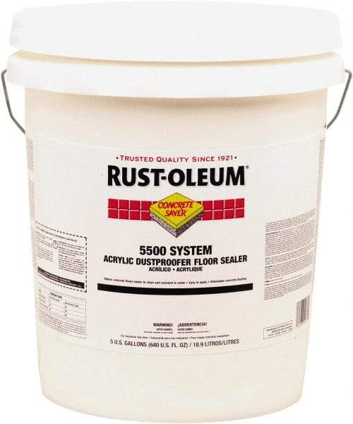 Rust-Oleum - 5 Gal Can Satin Clear Floor Coating - 150 to 300 Sq Ft/Gal Coverage, 37 g/L VOC Content - Apex Tool & Supply