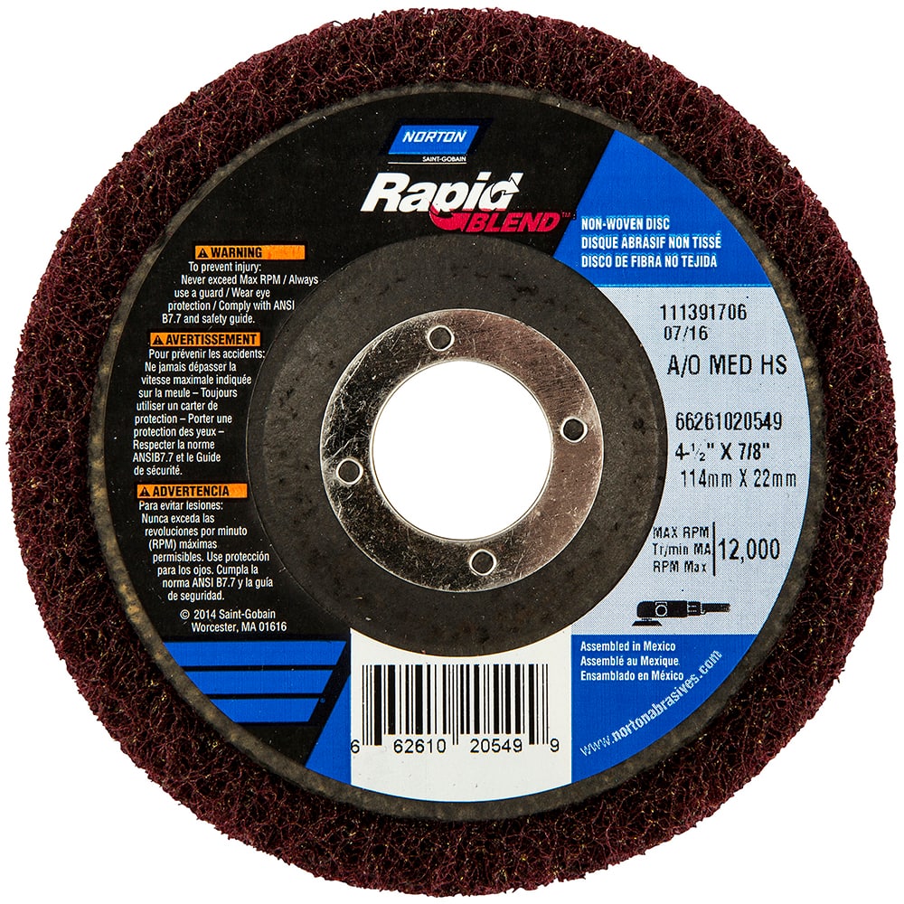 Norton - 4-1/2" Diam, Medium Grade, Aluminum Oxide Deburring Disc - Apex Tool & Supply