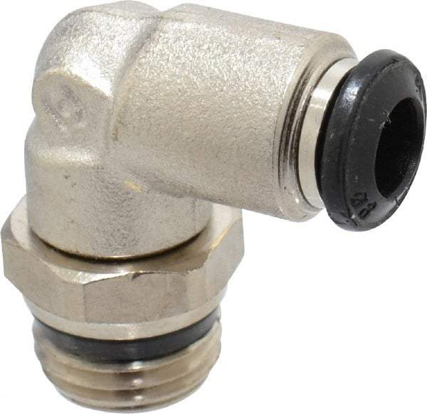 Alpha Technologies - 6mm Outside Diam, 1/4 Universal, Nickel Plated Brass Push-to-Connect Tube Male Swivel Elbow - 250 Max psi, Tube to Universal Thread Connection, Buna O-Ring - Apex Tool & Supply
