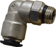 Alpha Technologies - 10mm Outside Diam, 1/4 Universal, Nickel Plated Brass Push-to-Connect Tube Male Swivel Elbow - 250 Max psi, Tube to Universal Thread Connection, Buna O-Ring - Apex Tool & Supply