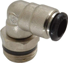 Alpha Technologies - 8mm Outside Diam, 3/8 Universal, Nickel Plated Brass Push-to-Connect Tube Male Swivel Elbow - 250 Max psi, Tube to Universal Thread Connection, Buna O-Ring - Apex Tool & Supply