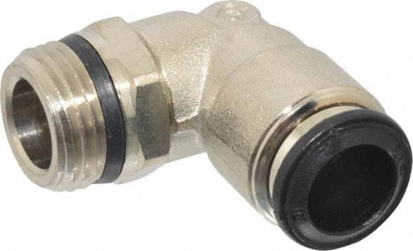 Alpha Technologies - 10mm Outside Diam, 3/8 Universal, Nickel Plated Brass Push-to-Connect Tube Male Swivel Elbow - 250 Max psi, Tube to Universal Thread Connection, Buna O-Ring - Apex Tool & Supply