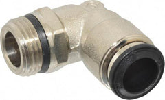 Alpha Technologies - 10mm Outside Diam, 3/8 Universal, Nickel Plated Brass Push-to-Connect Tube Male Swivel Elbow - 250 Max psi, Tube to Universal Thread Connection, Buna O-Ring - Apex Tool & Supply