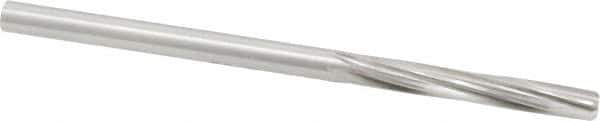 Made in USA - #5 High Speed Steel 6 Flute Chucking Reamer - Spiral Flute, 0.2055" Straight Shank, 1-1/4" Flute Length, 3-3/4" OAL - Apex Tool & Supply