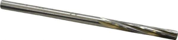 Made in USA - #15 High Speed Steel 6 Flute Chucking Reamer - Spiral Flute, 0.18" Straight Shank, 1-1/8" Flute Length, 3-3/8" OAL - Apex Tool & Supply
