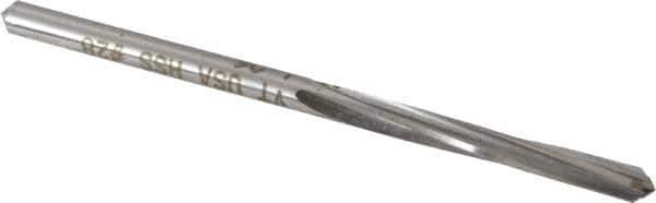 Made in USA - #28 High Speed Steel 4 Flute Chucking Reamer - Spiral Flute, 9/64" Straight Shank, 1" Flute Length, 2-7/8" OAL - Apex Tool & Supply