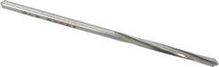 Made in USA - #43 High Speed Steel 4 Flute Chucking Reamer - Spiral Flute, 0.089" Straight Shank, 3/4" Flute Length, 2-1/4" OAL - Apex Tool & Supply