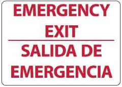 NMC - Emergency Exit, Aluminum Exit Sign - 14" Wide x 10" High, English/Spanish - Apex Tool & Supply