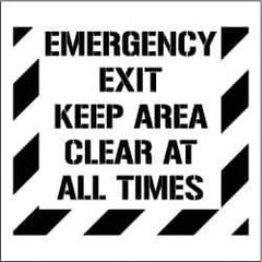 NMC - Emergency Exit - Keep Area Clear at All Times Stencil - 0.06 Inch Thick, Polyethylene, English - Apex Tool & Supply