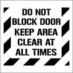 NMC - Do Not Block Door - Keep Area Clear at All Times Stencil - 0.06 Inch Thick, Polyethylene, English - Apex Tool & Supply
