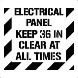NMC - Electrical Panel - Keep 36 in Clear at All Times Stencil - 0.06 Inch Thick, Polyethylene, English - Apex Tool & Supply