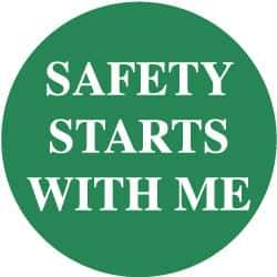 NMC - Safety Starts with Me, Hard Hat Label - White on Green, 2" Thick, For Accident Prevention - Apex Tool & Supply