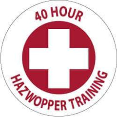 NMC - 40 Hour Hazwopper Training, Hard Hat Label - Red on White, 2" Thick, For Accident Prevention - Apex Tool & Supply