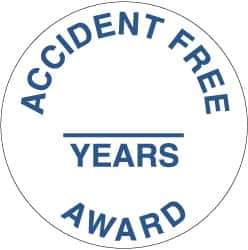 NMC - Accident Free Award - ______ Years, Hard Hat Label - Blue on White, 2" Thick, For Accident Prevention - Apex Tool & Supply