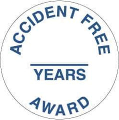 NMC - Accident Free Award - ______ Years, Hard Hat Label - Blue on White, 2" Thick, For Accident Prevention - Apex Tool & Supply