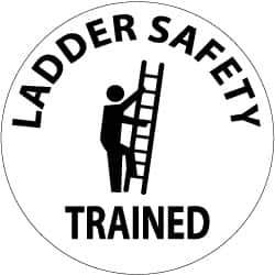 NMC - Ladder Safety Trained, Hard Hat Label - Black on White, 2" Thick, For Accident Prevention - Apex Tool & Supply