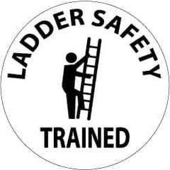 NMC - Ladder Safety Trained, Hard Hat Label - Black on White, 2" Thick, For Accident Prevention - Apex Tool & Supply