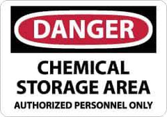 NMC - "Danger - Chemical Storage Area - Authorized Personnel Only", 7" Long x 10" Wide, Pressure-Sensitive Vinyl Safety Sign - Rectangle, 0.004" Thick, Use for Security & Admittance - Apex Tool & Supply