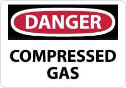 NMC - "Danger - Compressed Gas", 7" Long x 10" Wide, Rigid Plastic Safety Sign - Rectangle, 0.05" Thick, Use for Hazardous Materials - Apex Tool & Supply