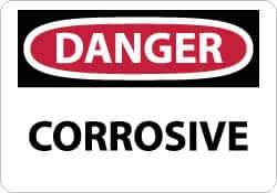 NMC - "Danger - Corrosive", 10" Long x 14" Wide, Aluminum Safety Sign - Rectangle, 0.04" Thick, Use for Hazardous Materials - Apex Tool & Supply