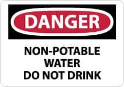 NMC - "Danger - Non-Potable Water - Do Not Drink", 10" Long x 14" Wide, Rigid Plastic Safety Sign - Rectangle, 0.05" Thick, Use for Accident Prevention - Apex Tool & Supply
