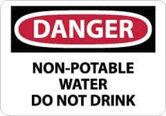 NMC - "Danger - Non-Potable Water - Do Not Drink", 10" Long x 14" Wide, Pressure-Sensitive Vinyl Safety Sign - Rectangle, 0.004" Thick, Use for Accident Prevention - Apex Tool & Supply