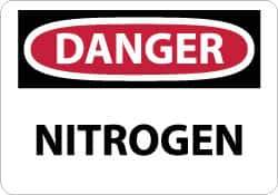 NMC - "Danger - Nitrogen", 10" Long x 14" Wide, Pressure-Sensitive Vinyl Safety Sign - Rectangle, 0.004" Thick, Use for Hazardous Materials - Apex Tool & Supply