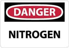 NMC - "Danger - Nitrogen", 10" Long x 14" Wide, Pressure-Sensitive Vinyl Safety Sign - Rectangle, 0.004" Thick, Use for Hazardous Materials - Apex Tool & Supply