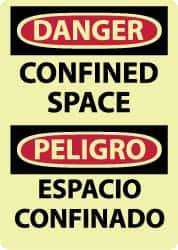 NMC - "Danger - Confined Space", 14" Long x 10" Wide, Rigid Plastic Safety Sign - Rectangle, 0.05" Thick, Use for Accident Prevention - Apex Tool & Supply