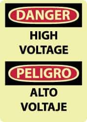 NMC - "Danger - High Voltage", 14" Long x 10" Wide, Rigid Plastic Safety Sign - Rectangle, 0.05" Thick, Use for Accident Prevention - Apex Tool & Supply