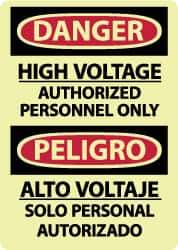 NMC - "Danger - High Voltage - Authorized Personnel Only", 14" Long x 10" Wide, Rigid Plastic Safety Sign - Rectangle, 0.05" Thick, Use for Accident Prevention - Apex Tool & Supply