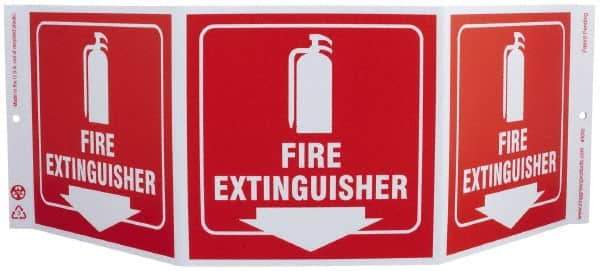NMC - Fire Extinguisher, Rigid Plastic Fire Sign - 20" Wide x 7-1/2" High - Apex Tool & Supply