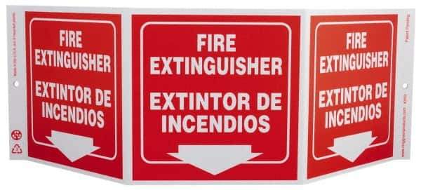 NMC - Fire Extinguisher, Rigid Plastic Fire Sign - 20" Wide x 7-1/2" High, English/Spanish - Apex Tool & Supply
