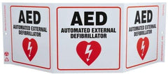 NMC - "AED - Automatic External Defibrillator", 7-1/2" Long x 20" Wide, Rigid Plastic Safety Sign - Rectangle, 0.01" Thick, Use for First Aid - Apex Tool & Supply