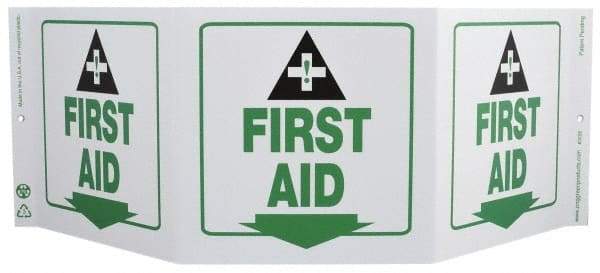 NMC - "First Aid", 7-1/2" Long x 20" Wide, Rigid Plastic Safety Sign - Rectangle, 0.01" Thick, Use for First Aid - Apex Tool & Supply
