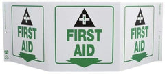 NMC - "First Aid", 7-1/2" Long x 20" Wide, Rigid Plastic Safety Sign - Rectangle, 0.01" Thick, Use for First Aid - Apex Tool & Supply
