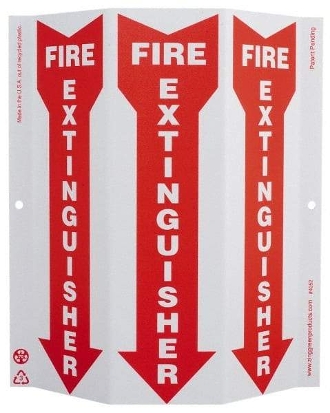 NMC - Fire Extinguisher, Rigid Plastic Fire Sign - 9" Wide x 12" High - Apex Tool & Supply