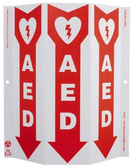 NMC - "AED", 12" Long x 9" Wide, Rigid Plastic Safety Sign - Rectangle, 0.01" Thick, Use for First Aid - Apex Tool & Supply