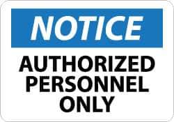 NMC - Security & Admittance Label, Header: NOTICE - Legend: Notice - Authorized Personnel Only, English, Black, Blue & White, 5" Long x 3" High, Sign Muscle Finish - Apex Tool & Supply